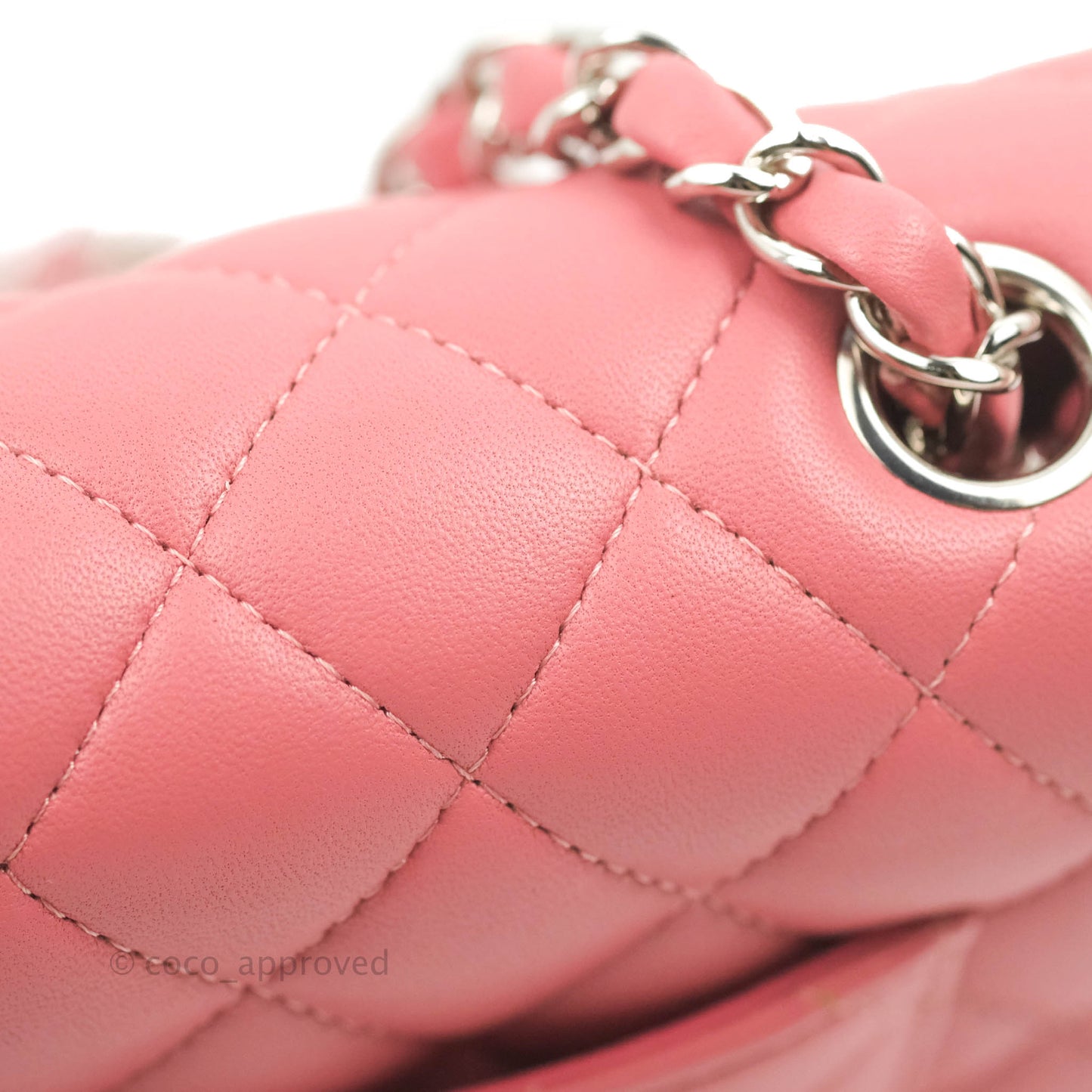 Chanel Quilted Mini Rectangular Flap Pink Lambskin Silver Hardware