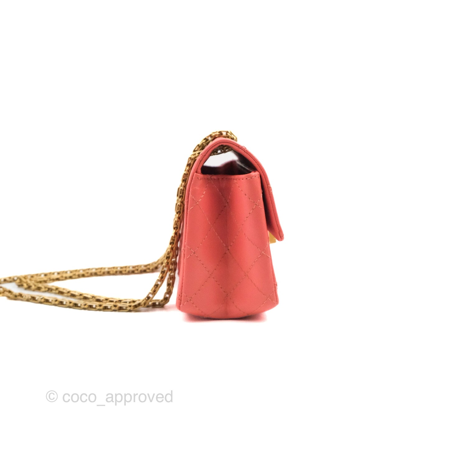Chanel Mini Reissue 224 Pink Aged Calfskin Aged Gold Hardware