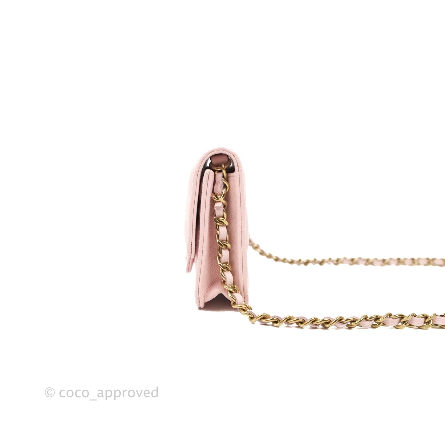 Chanel Mini Wallet With Chain Light Pink Caviar Gold Hardware
