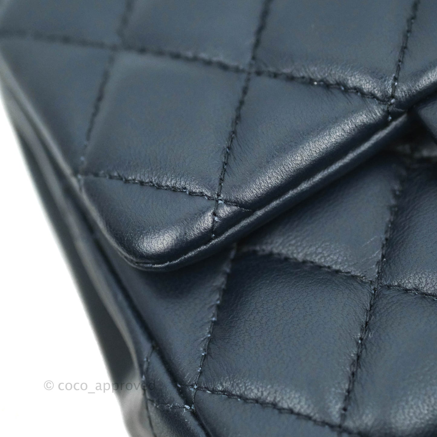 Chanel Quilted Mini Square Navy Lambskin Gold Hardware