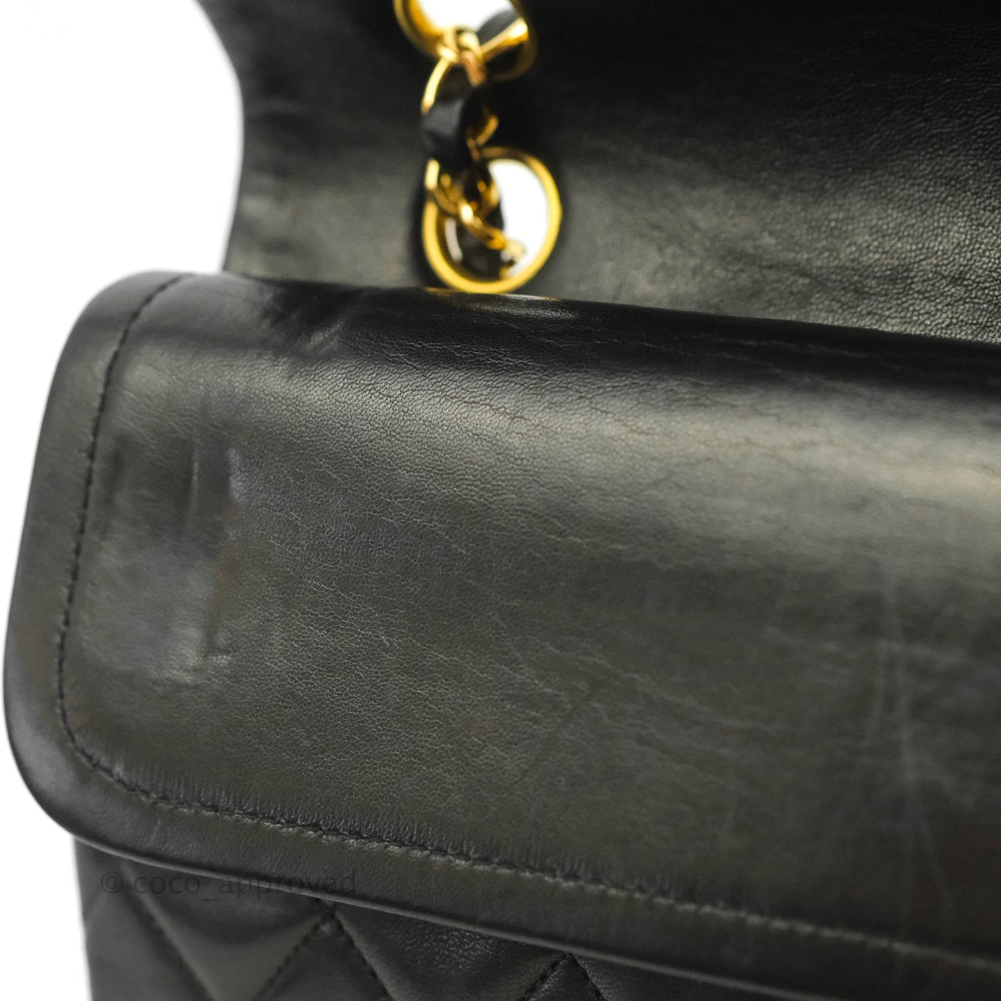 Chanel Vintage M/L Medium Double Flap Bag Black Lambskin 24K Gold Hardware