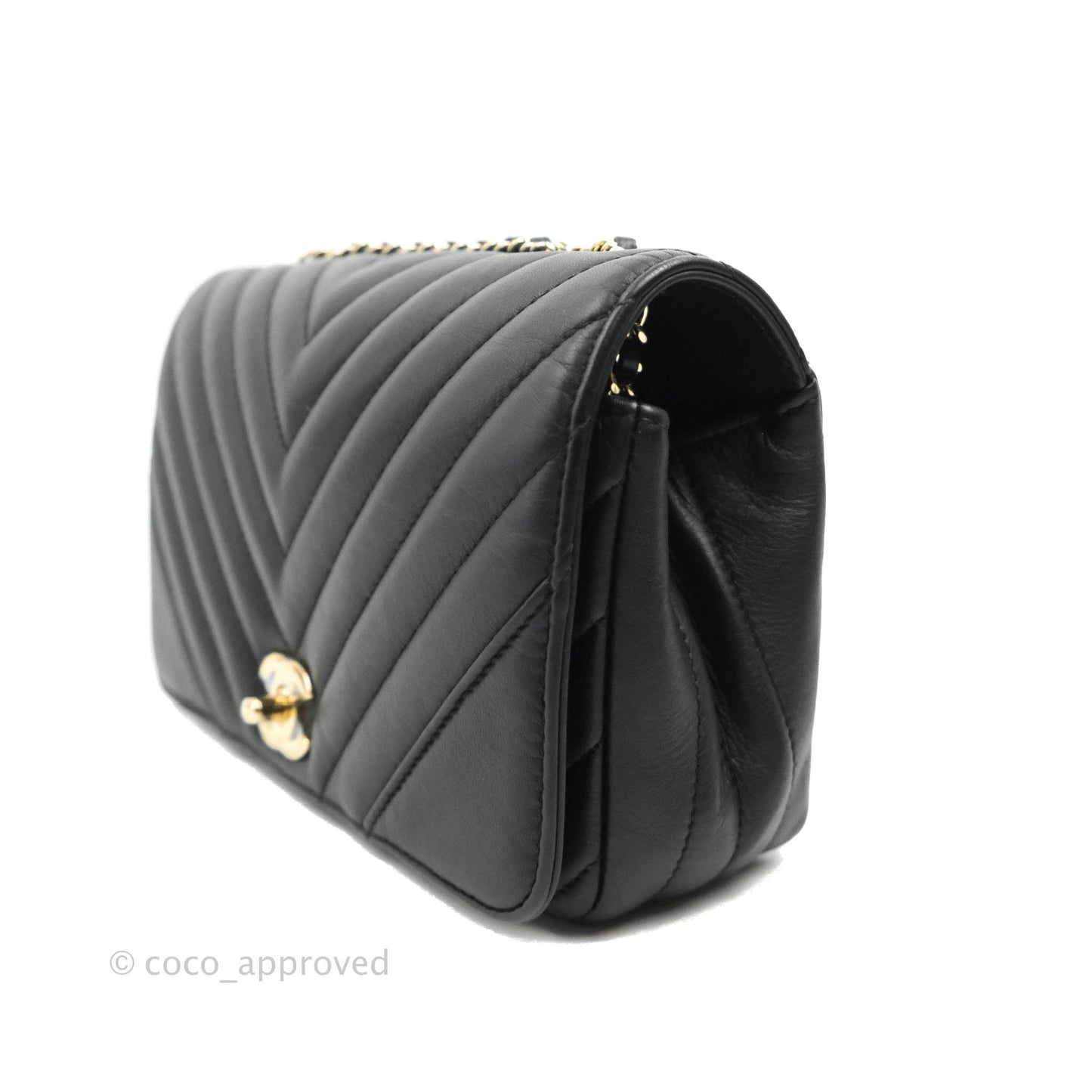 Chanel Small Statement Chevron Flap Bag Black Gold Hardware