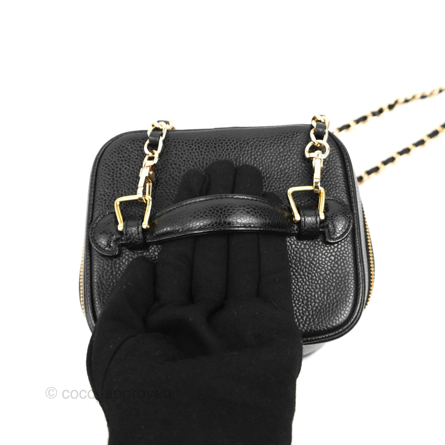 Chanel Vintage Vanity Case Black Caviar Gold Hardware