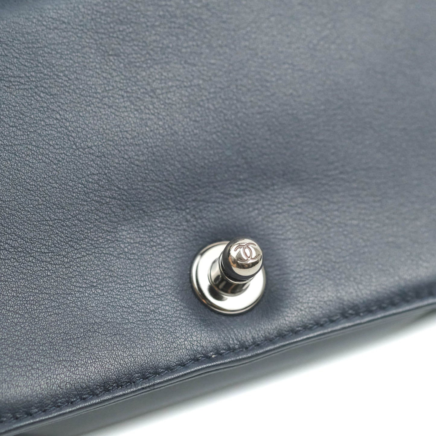 Chanel Small Quilted Boy Navy Calfskin Gun Metal