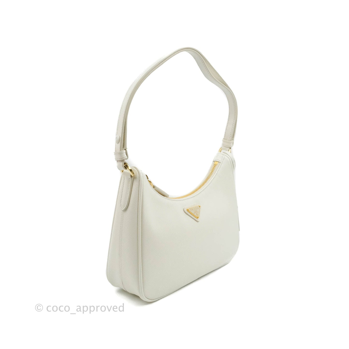 Prada Saffiano Leather Mini Bag White Gold Hardware