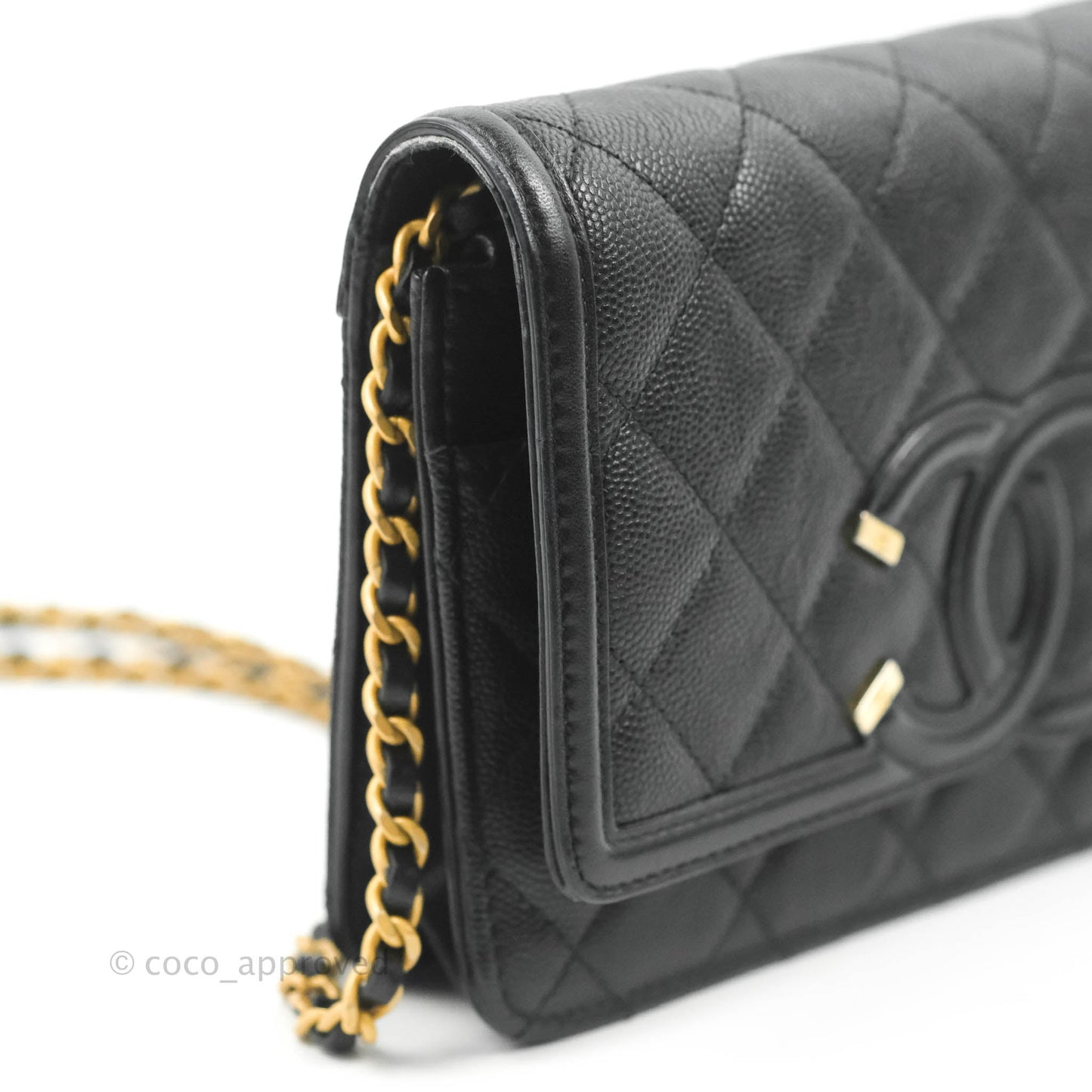 Chanel Filigree Wallet on Chain WOC Black Caviar Gold Hardware