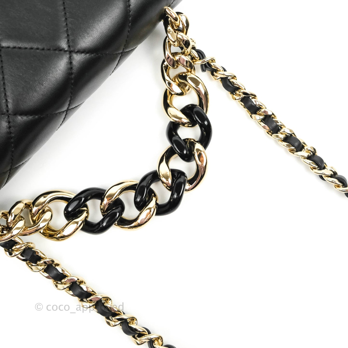 Chanel Quilted Large Resin Bi-Color Chain Flap Bag Black Lambskin