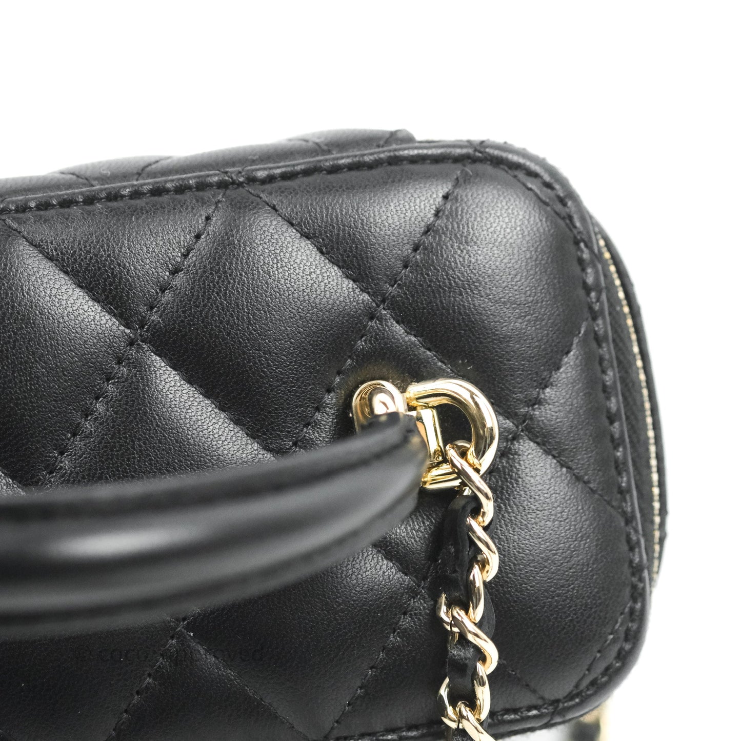 Chanel Vanity Rectangular Top Handle Black Lambskin Gold Hardware