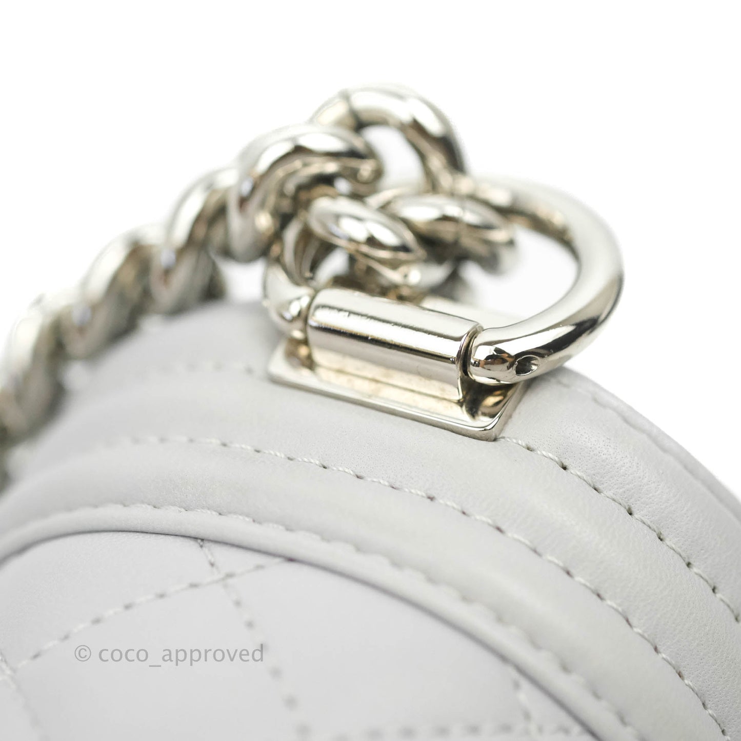 Chanel Quilted Medium Boy Grey Lambskin Silver Hardware