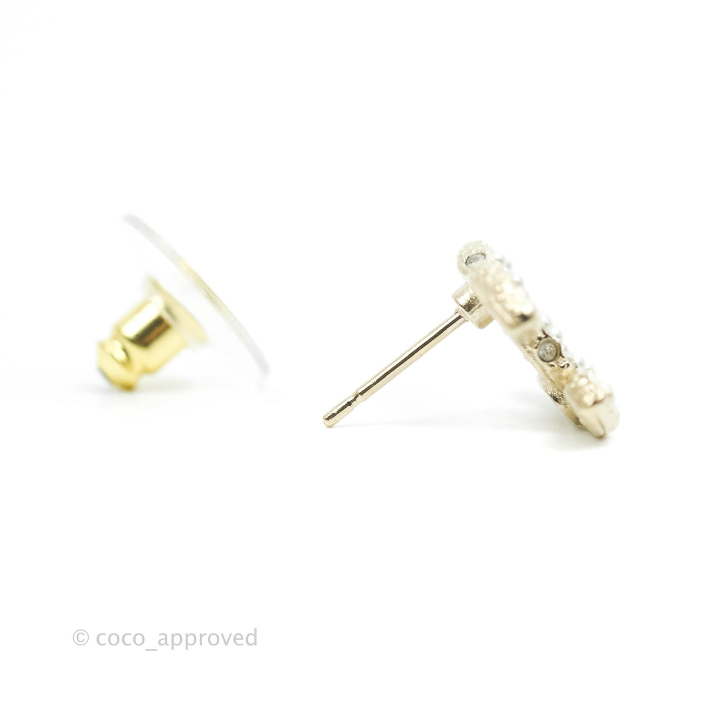 Chanel Pearl CC Earrings Gold Tone 22V