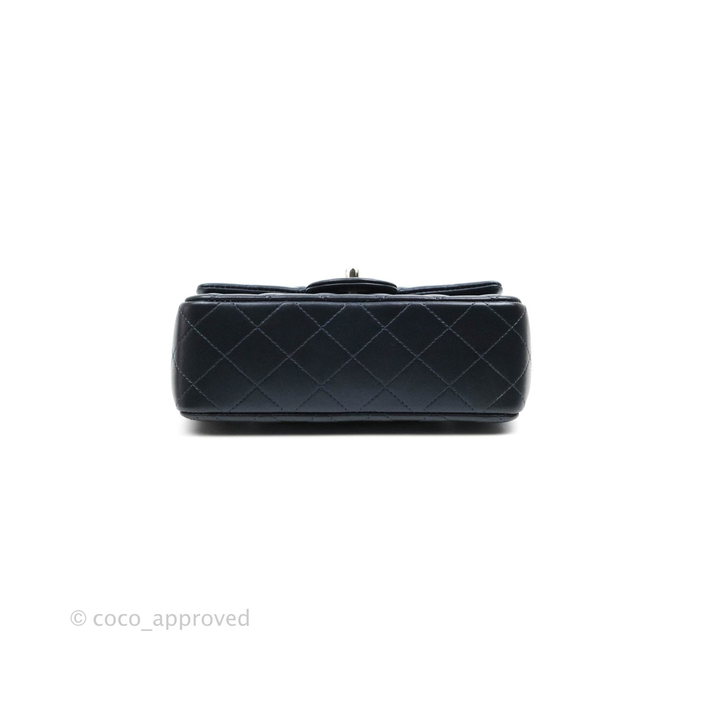 Chanel Quilted Mini Rectangular Lambskin Dark Navy Silver Hardware