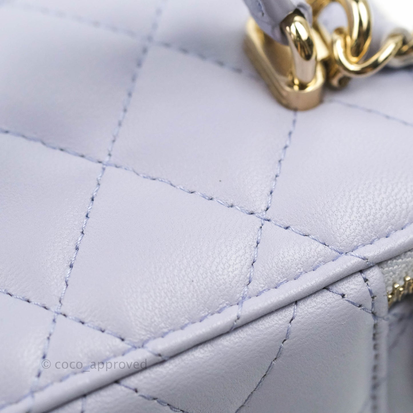 Chanel Mini Top Handle Vanity With Chain Lilac Lambskin Gold Hardware