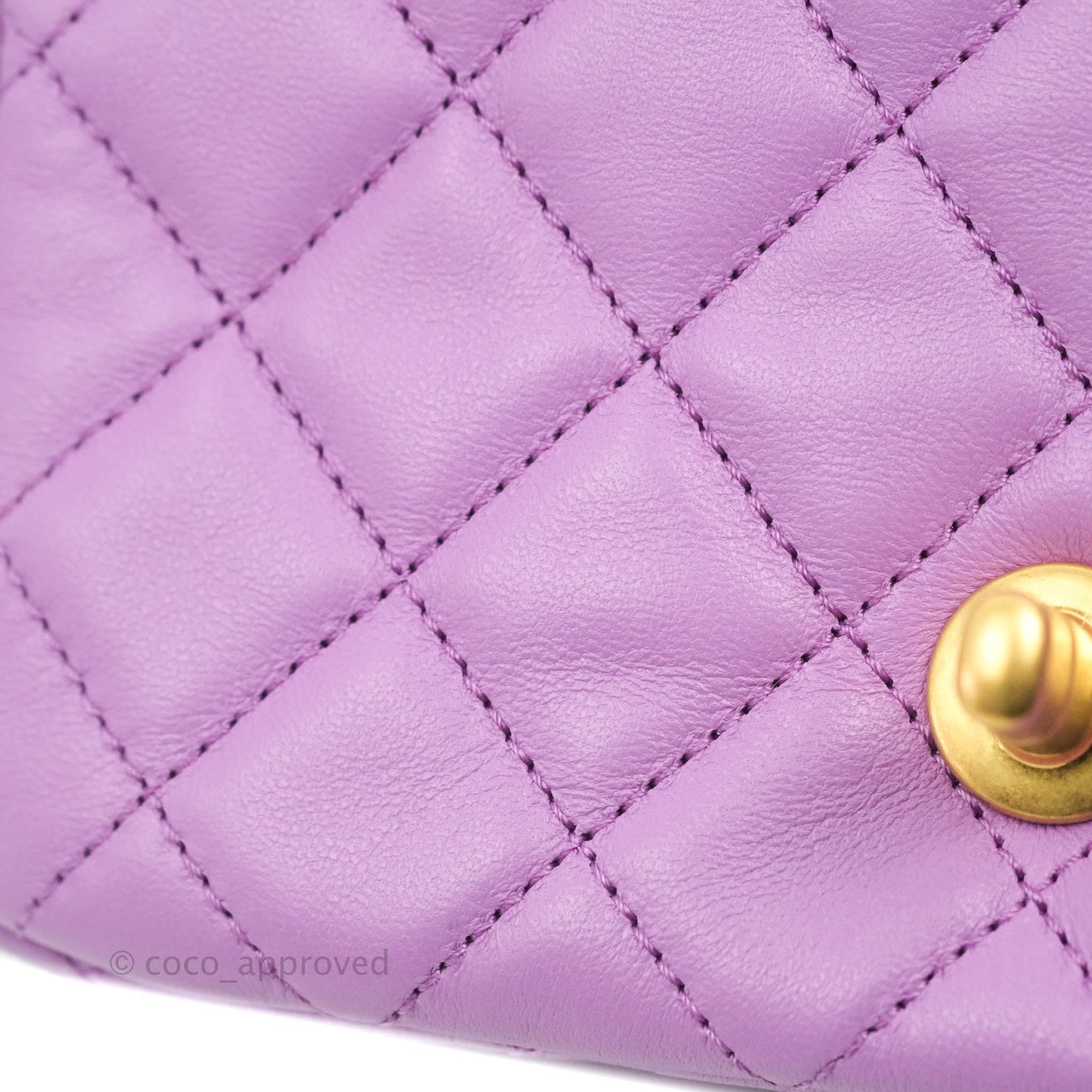 Chanel Mini Square Pearl Crush Quilted Purple Lambskin Aged Gold Hardware