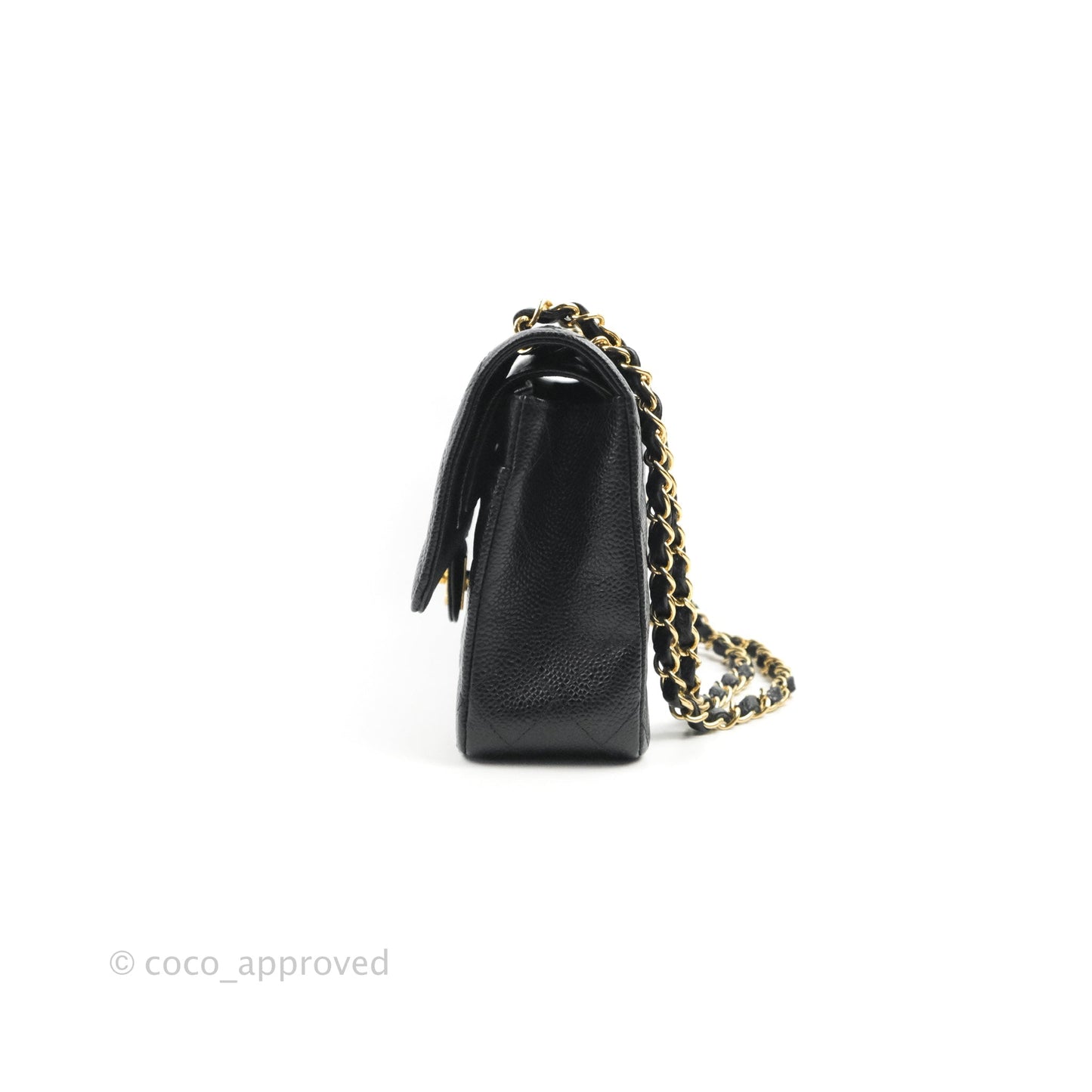Chanel Classic M/L Medium Flap Quilted Black Caviar Gold Hardware