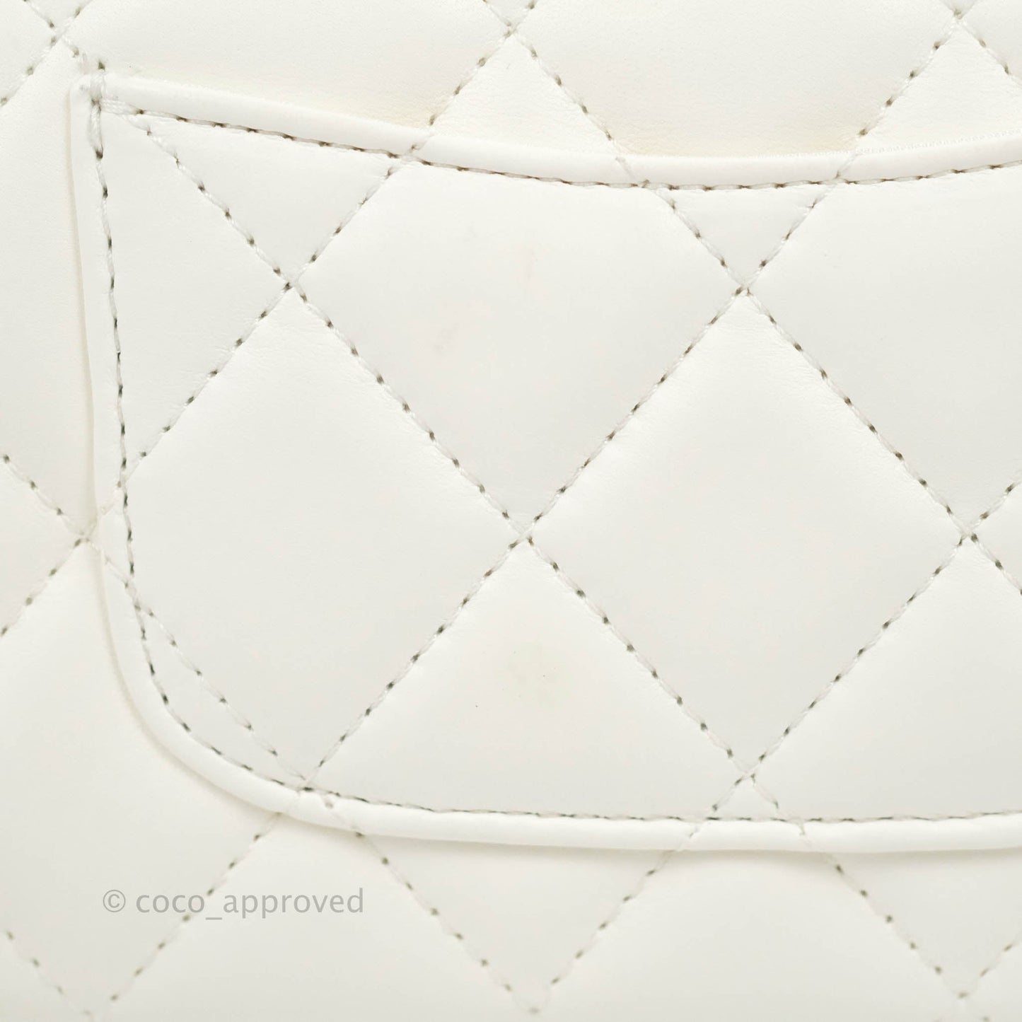 Chanel Small Logo Pearl Chain Flap Bag White Lambskin Gold Hardware