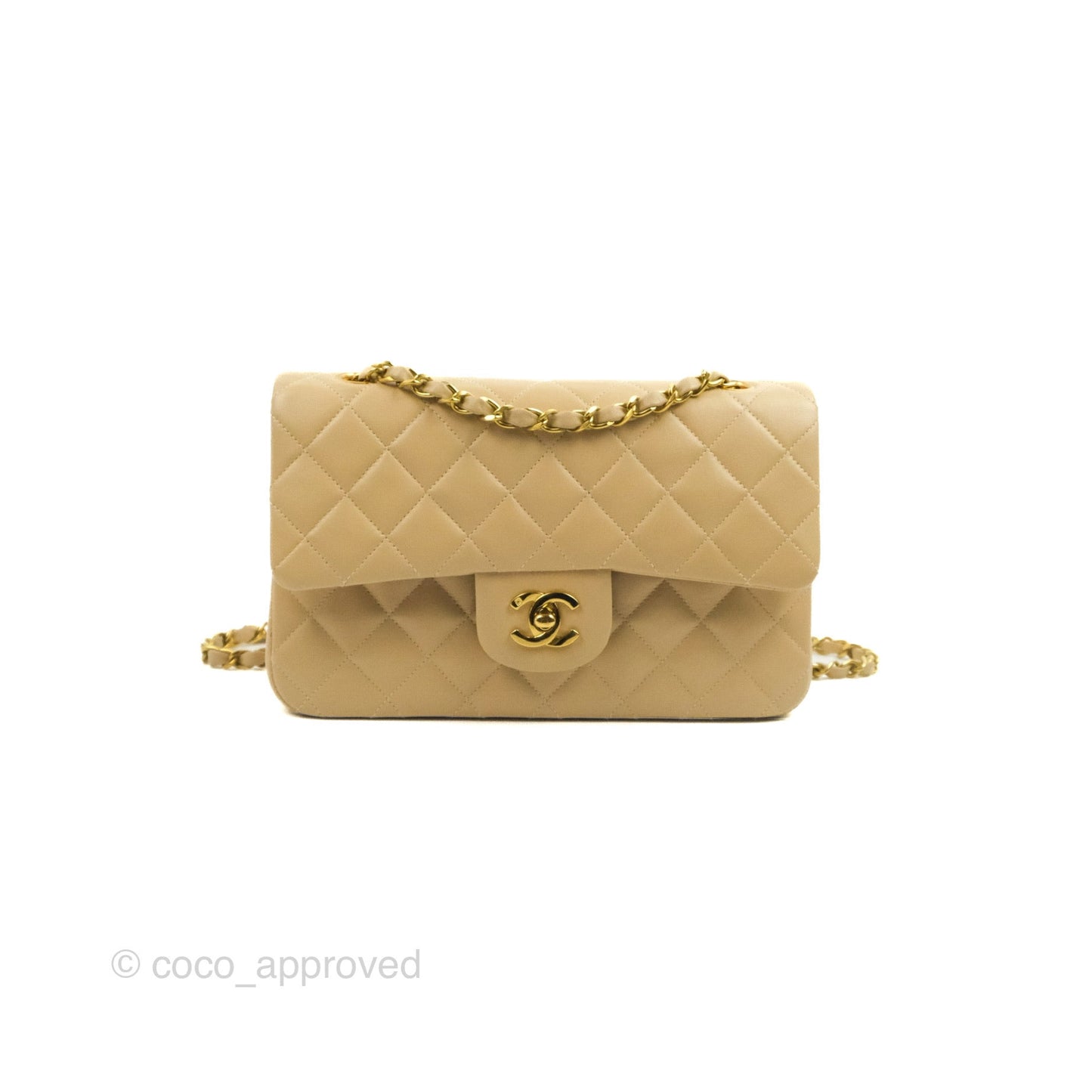 Chanel Classic Vintage Small Flap Beige Lambskin 24K Gold Hardware