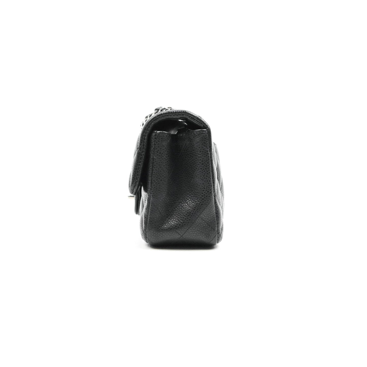 Chanel Quilted Mini Rectangular Flap Black Caviar Silver Hardware 18S