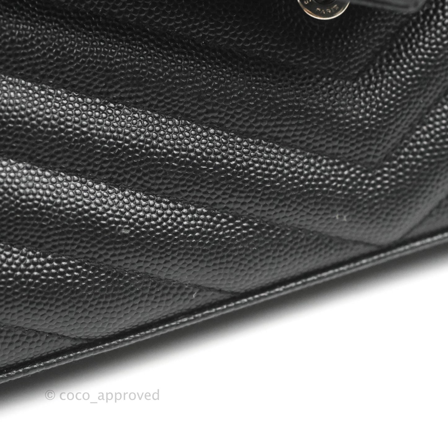 Saint Laurent Wallet on Chain WOC Black Grained Leather Silver Hardware