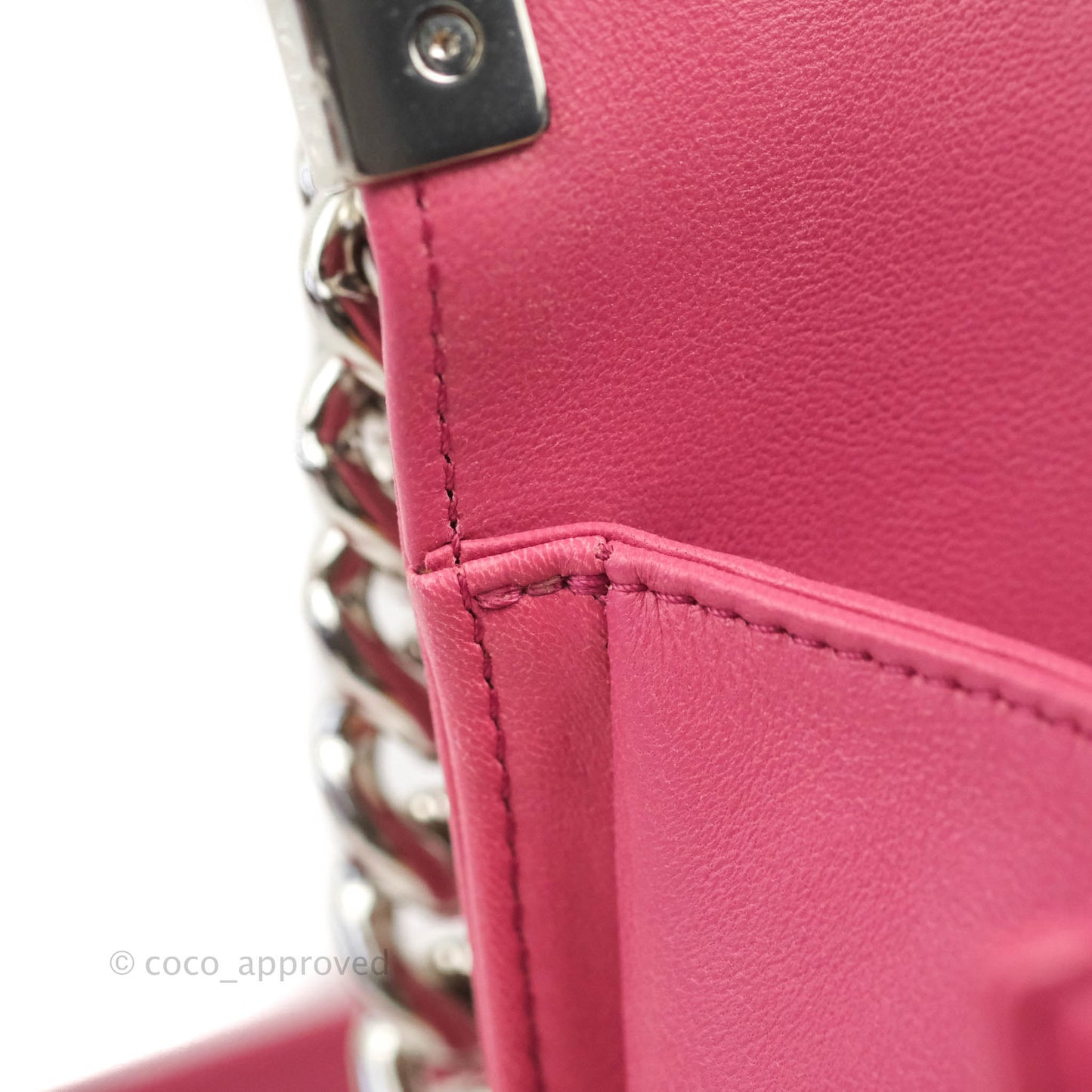 Chanel Quilted Medium Boy Dark Pink Calfskin Silver Hardware