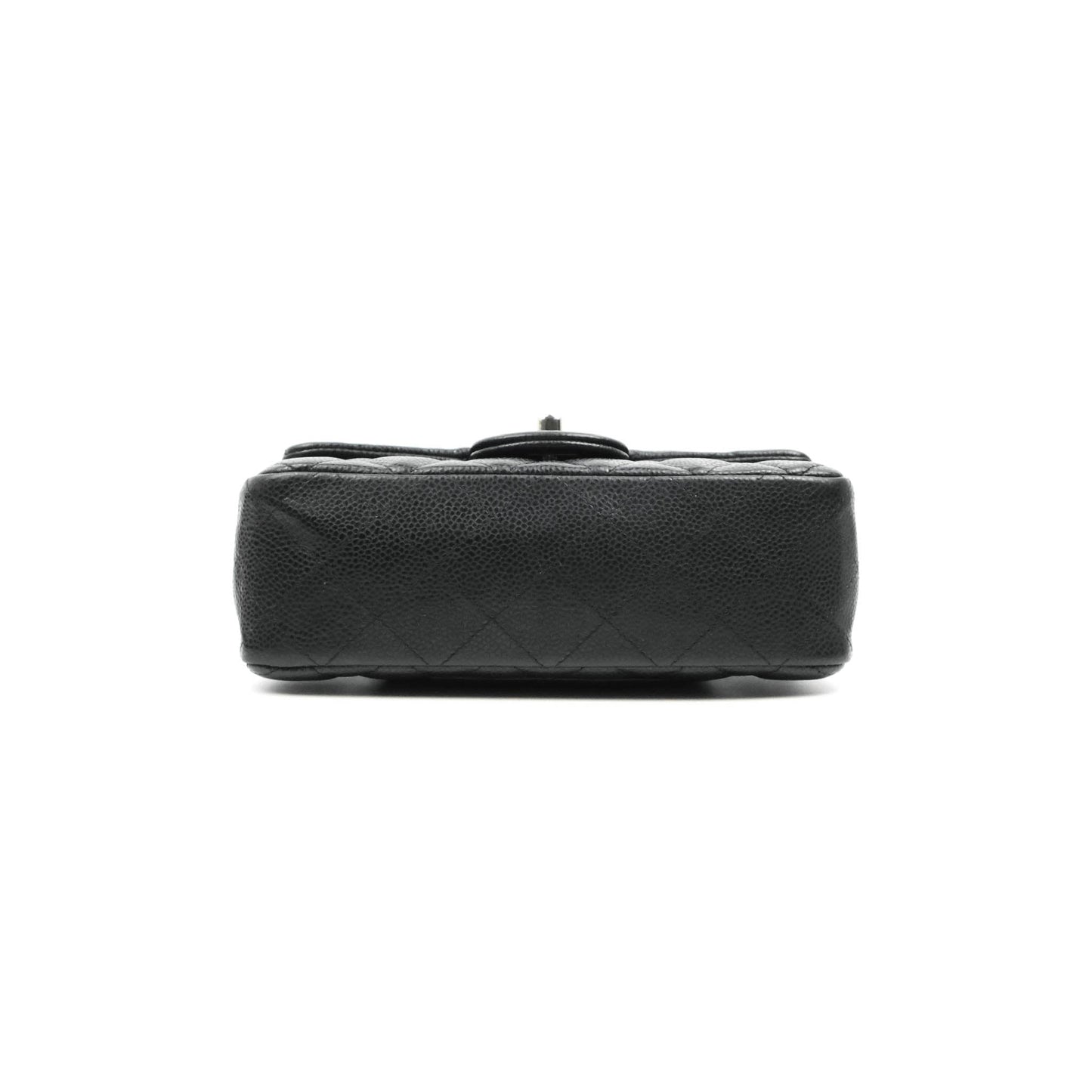 Chanel Quilted Mini Rectangular Flap Black Caviar Silver Hardware 18S