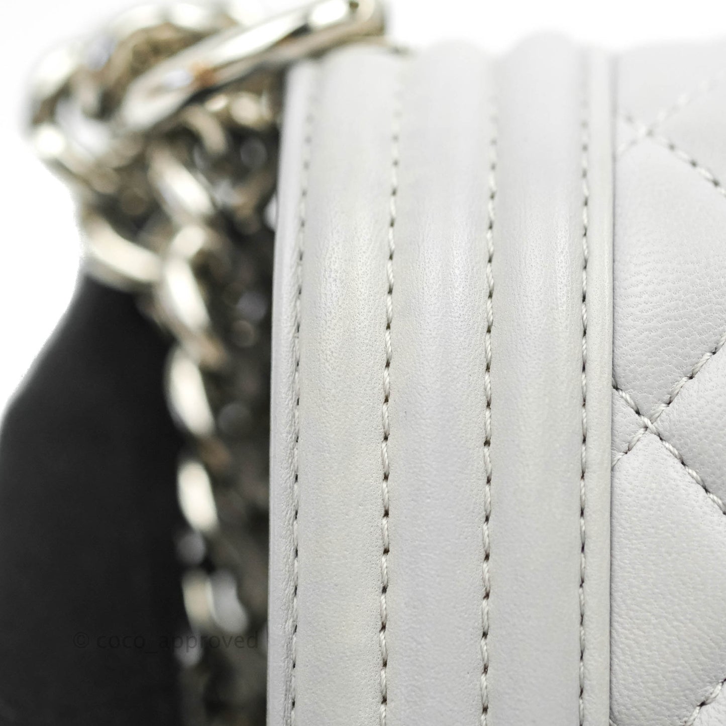 Chanel Quilted Medium Boy Grey Lambskin Silver Hardware