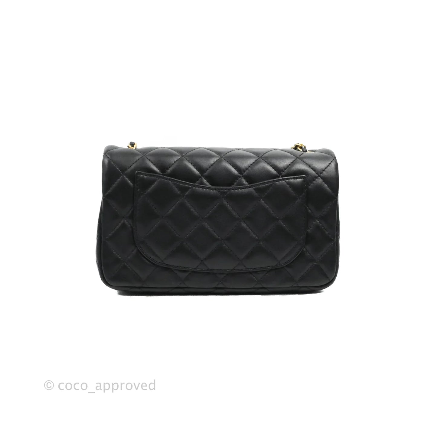 Chanel Mini Rectangular Pearl Crush Quilted Black Lambskin Aged Gold Hardware