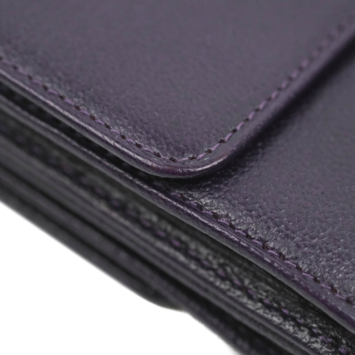 Chanel Vintage CC Tri-fold Short Wallet Purple Gold Hardware