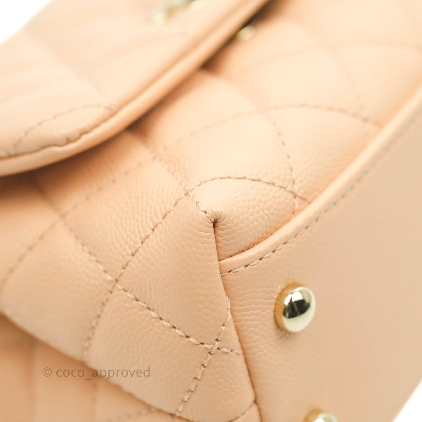 Chanel Mini Coco Handle Quilted Light Beige Pink Caviar Gold Hardware