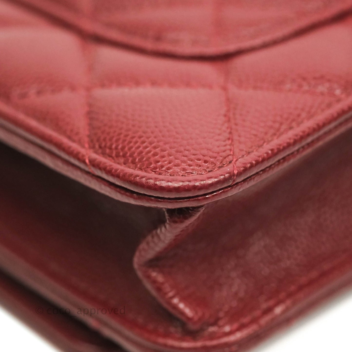 Chanel Quilted Wallet on Chain WOC Burgundy Caviar Gold Hardware
