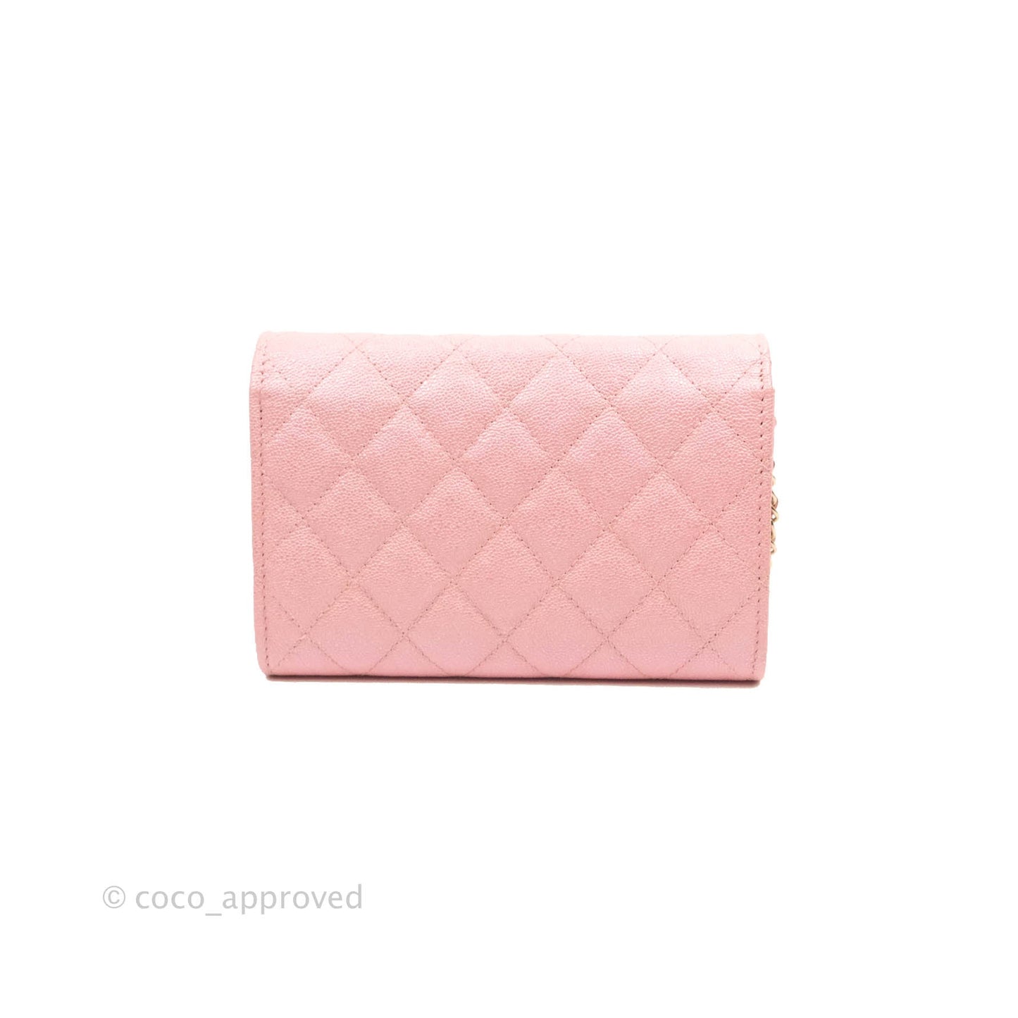Chanel Mini Quilted Wallet On Chain WOC Caviar Iridescent Pink Gold Hardware 19S
