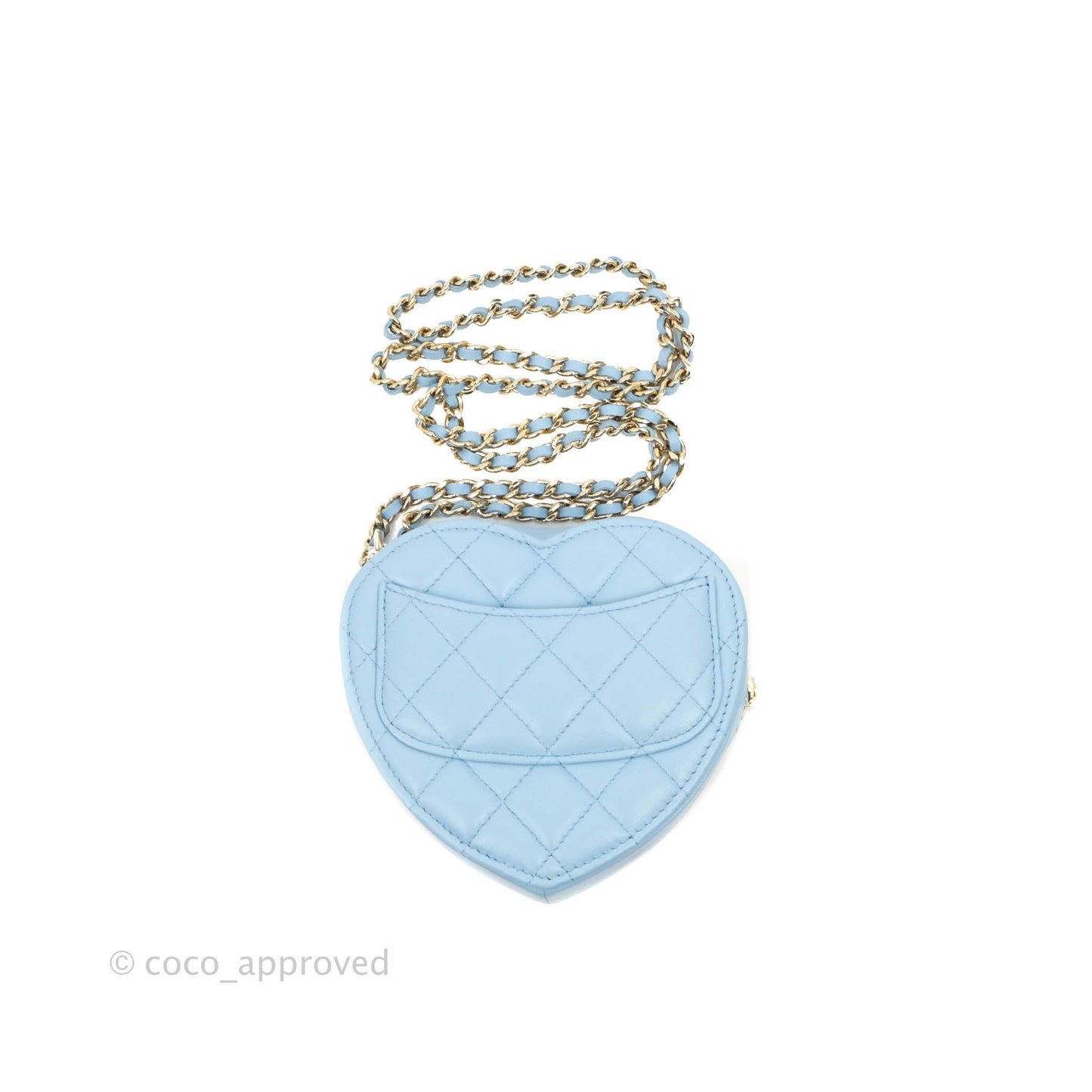 Chanel Small Heart Bag Blue Lambskin Gold Hardware 22S
