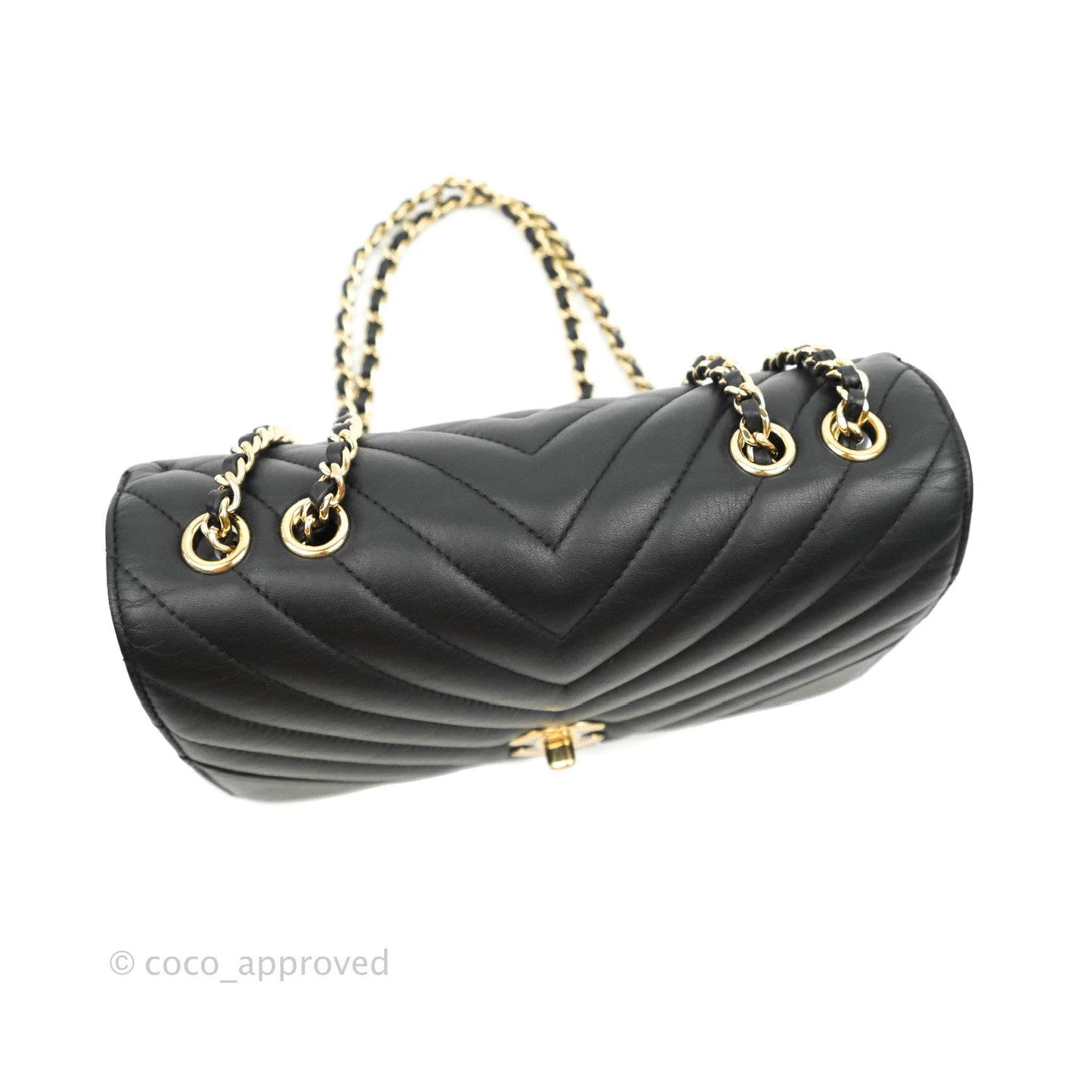 Chanel Small Statement Chevron Flap Bag Black Gold Hardware