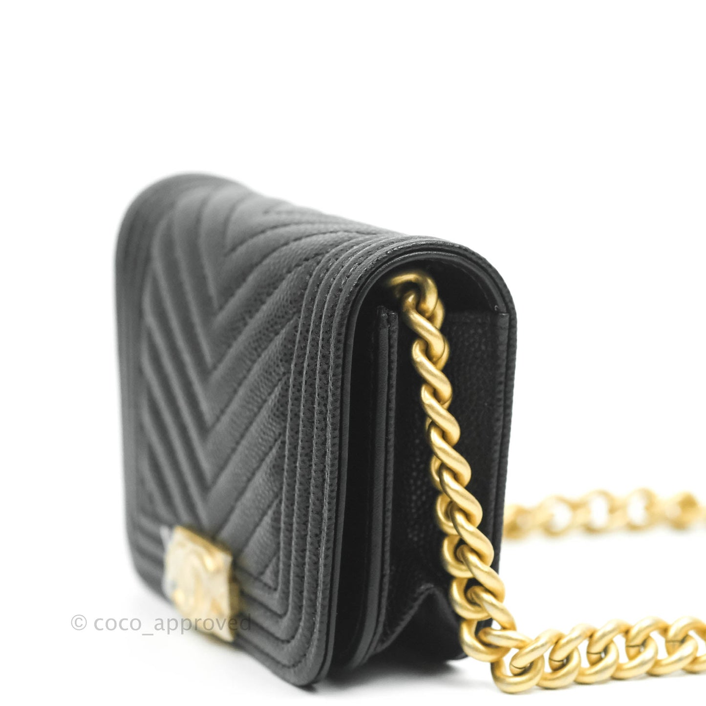 Chanel Quilted Belt Boy Bag Black Caviar Chevron Flap Waist