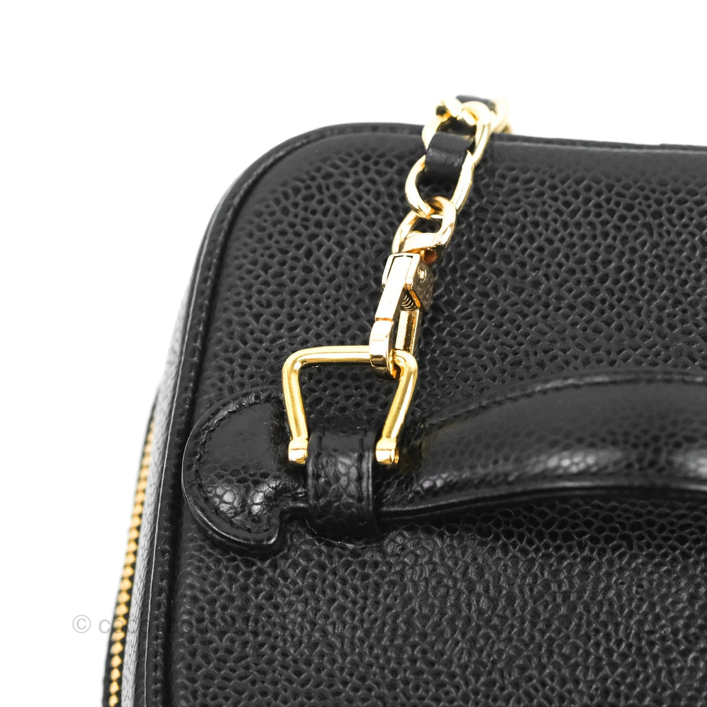 Chanel Vintage Vanity Case Black Caviar Gold Hardware