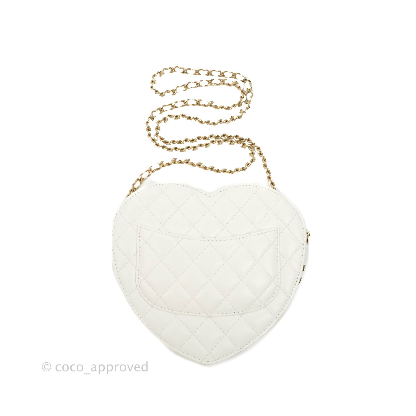 Chanel Large Heart Bag White Lambskin Gold Hardware 22S