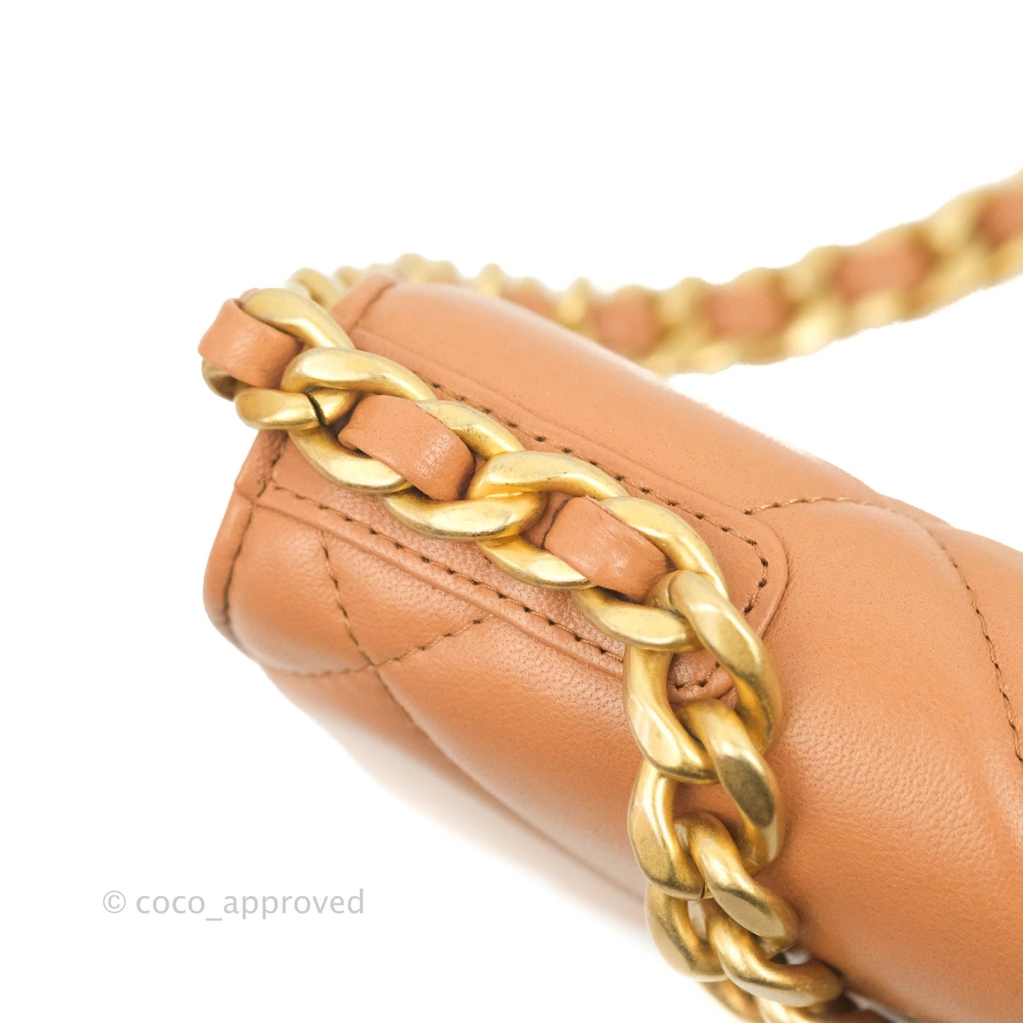 Chanel 19 Wallet on Chain WOC Dark Beige Caramel Lambskin Mixed Hardware
