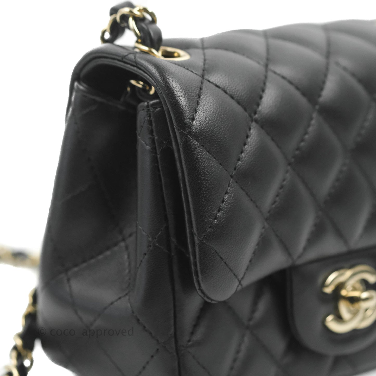 Chanel Mini Square Black Lambskin Gold Hardware