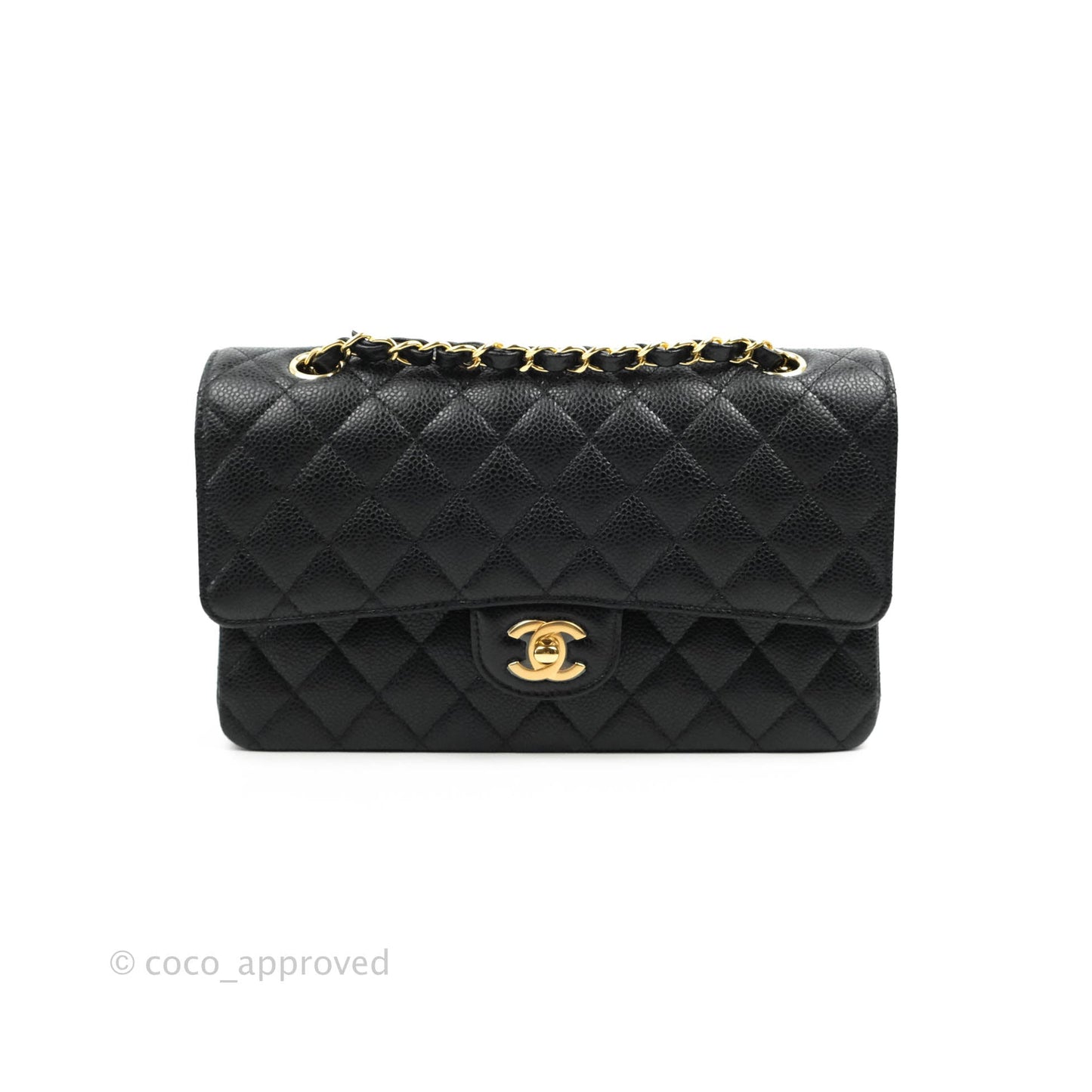 Chanel Classic M/L Medium Double Flap Black Caviar Gold Hardware