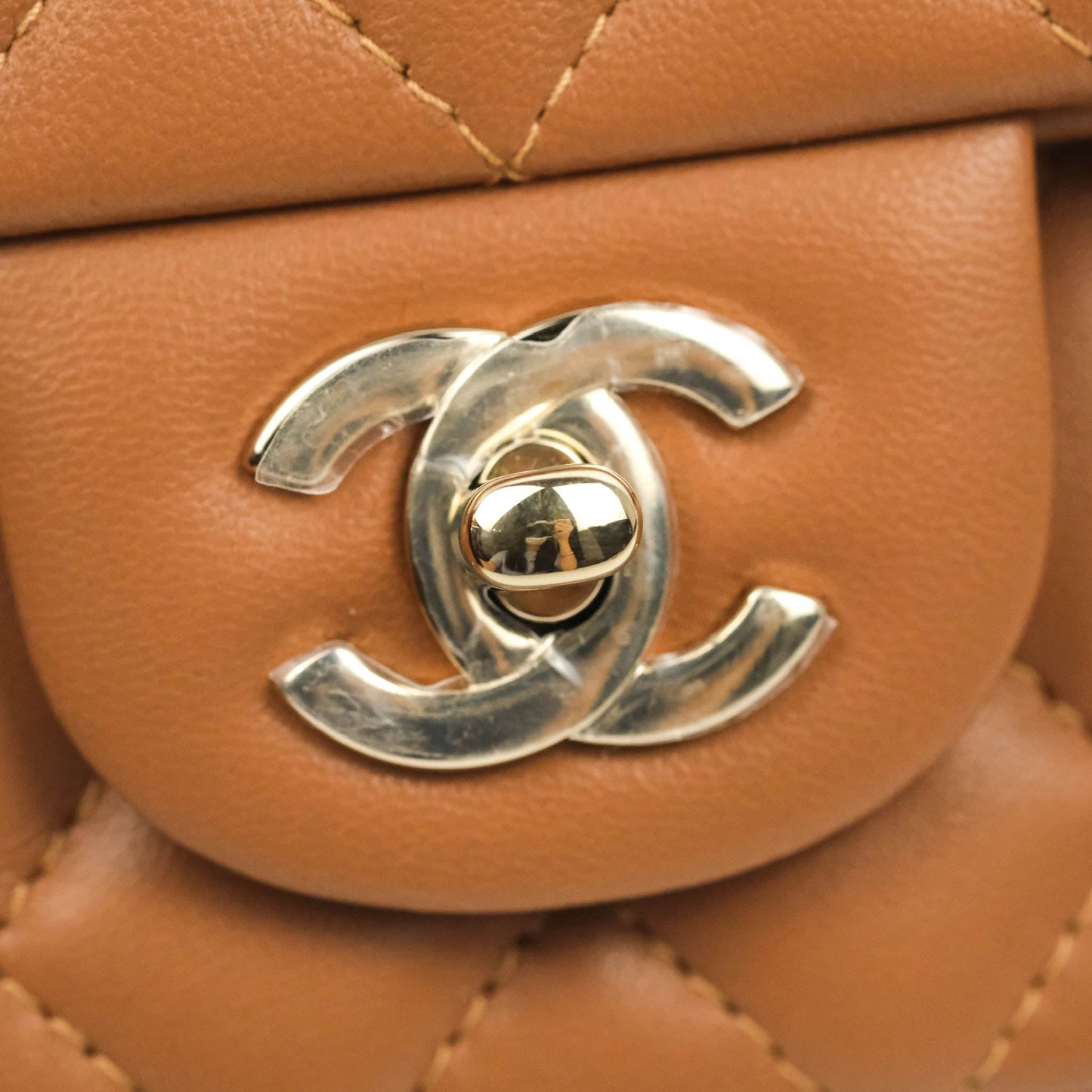 Chanel Quilted Mini Rectangular Flap Caramel Lambskin Gold Hardware 22S