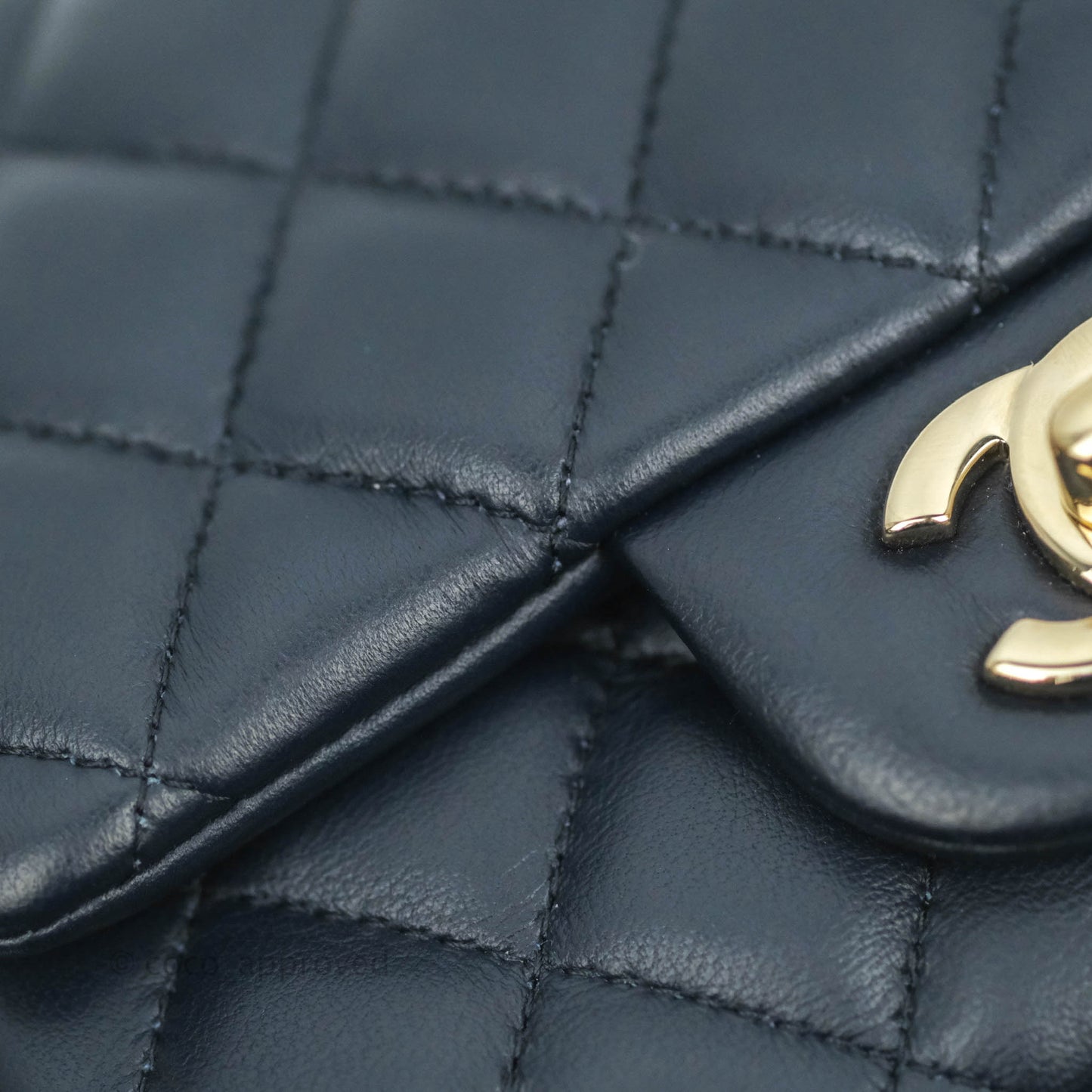 Chanel Quilted Mini Square Navy Lambskin Gold Hardware