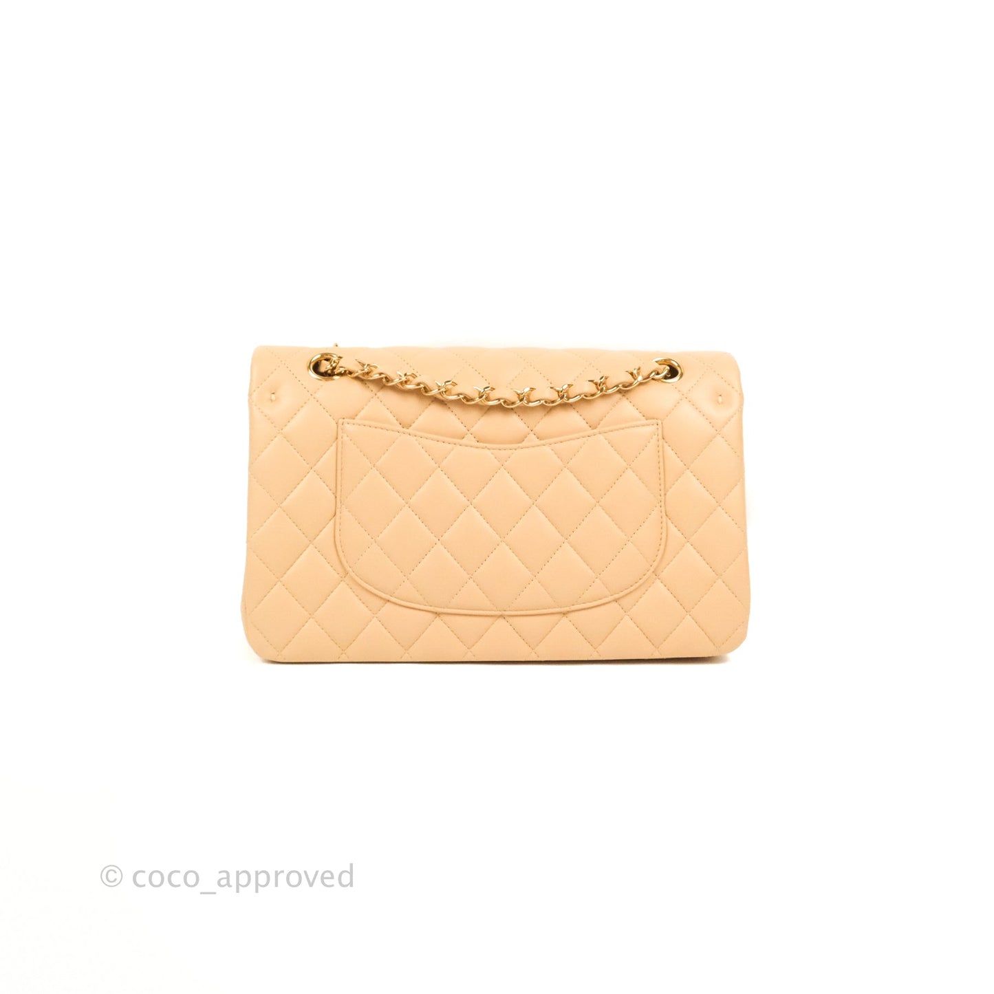 Chanel Classic M/L Medium Flap Quilted Beige Lambskin Gold Hardware