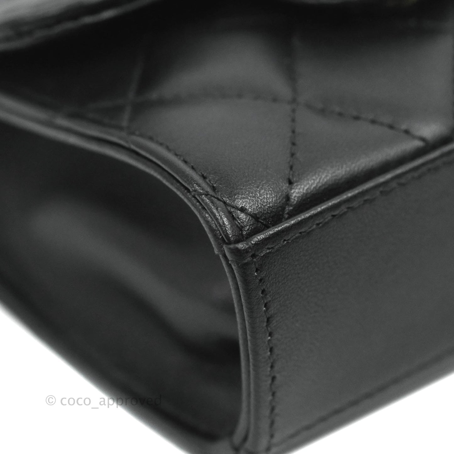 Chanel Mini Handle Clutch With Chain Black Lambskin Gold Hardware 22P
