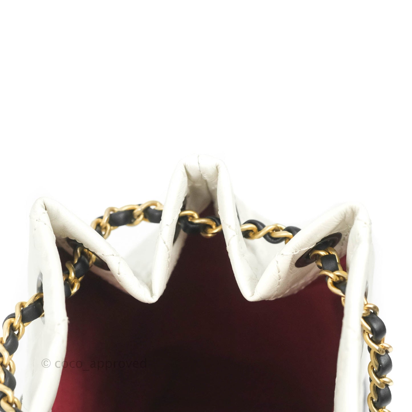 Chanel Small Gabrielle Backpack White Black Aged Calfskin