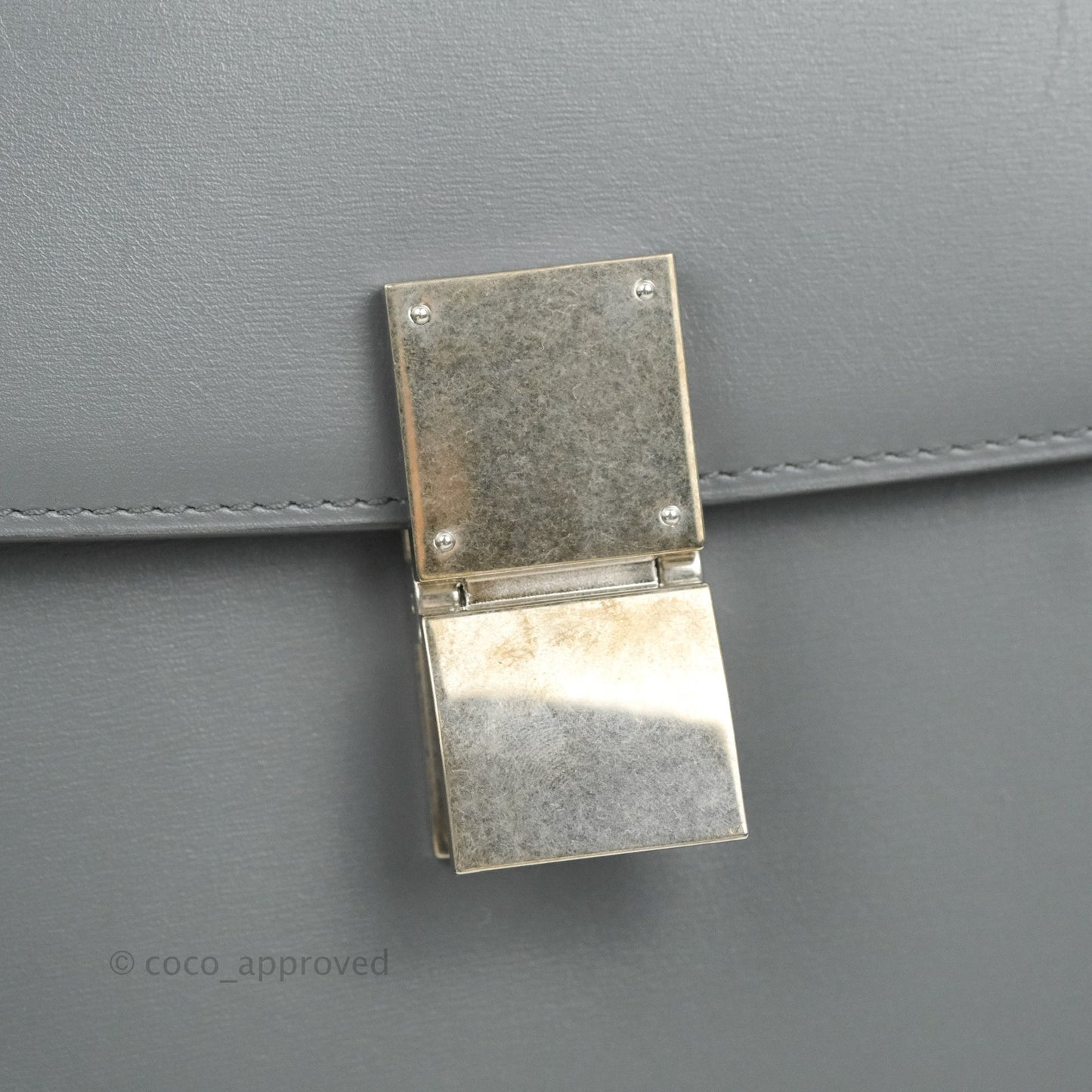 Celine Medium Classic Box Flap Grey Calfskin