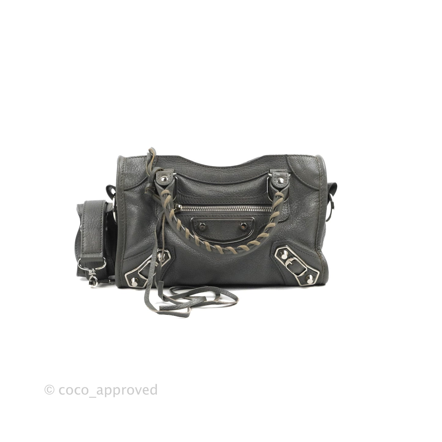 Balenciaga Classic Mini City Bag Grey Aged Calfskin Silver Hardware
