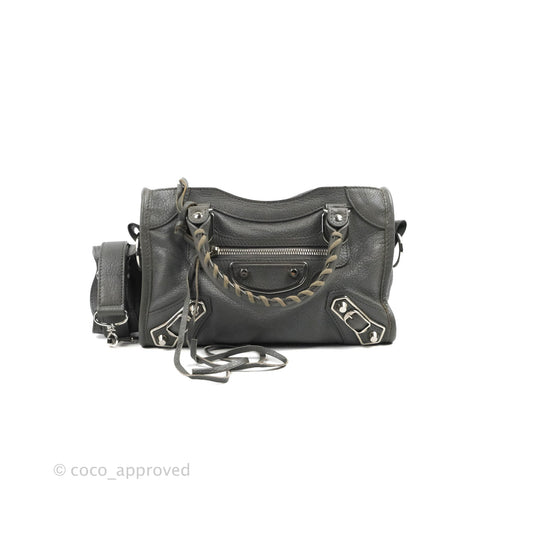 Balenciaga Classic Mini City Bag Grey Aged Calfskin Silver Hardware