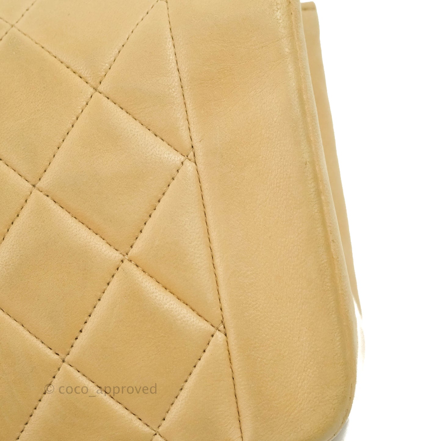Chanel Vintage Small Quilted Classic Diana Flap Bag Beige Lambskin 24K Gold Hardware