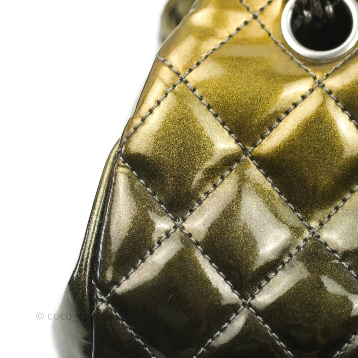 Chanel Small Mademoiselle Bowling Gradient Gold Patent Ruthenium Hardware