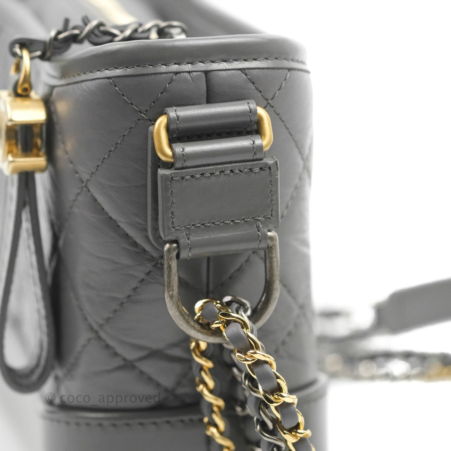 Chanel Quilted Small Gabrielle Hobo Grey Calfskin Mixed Hardware