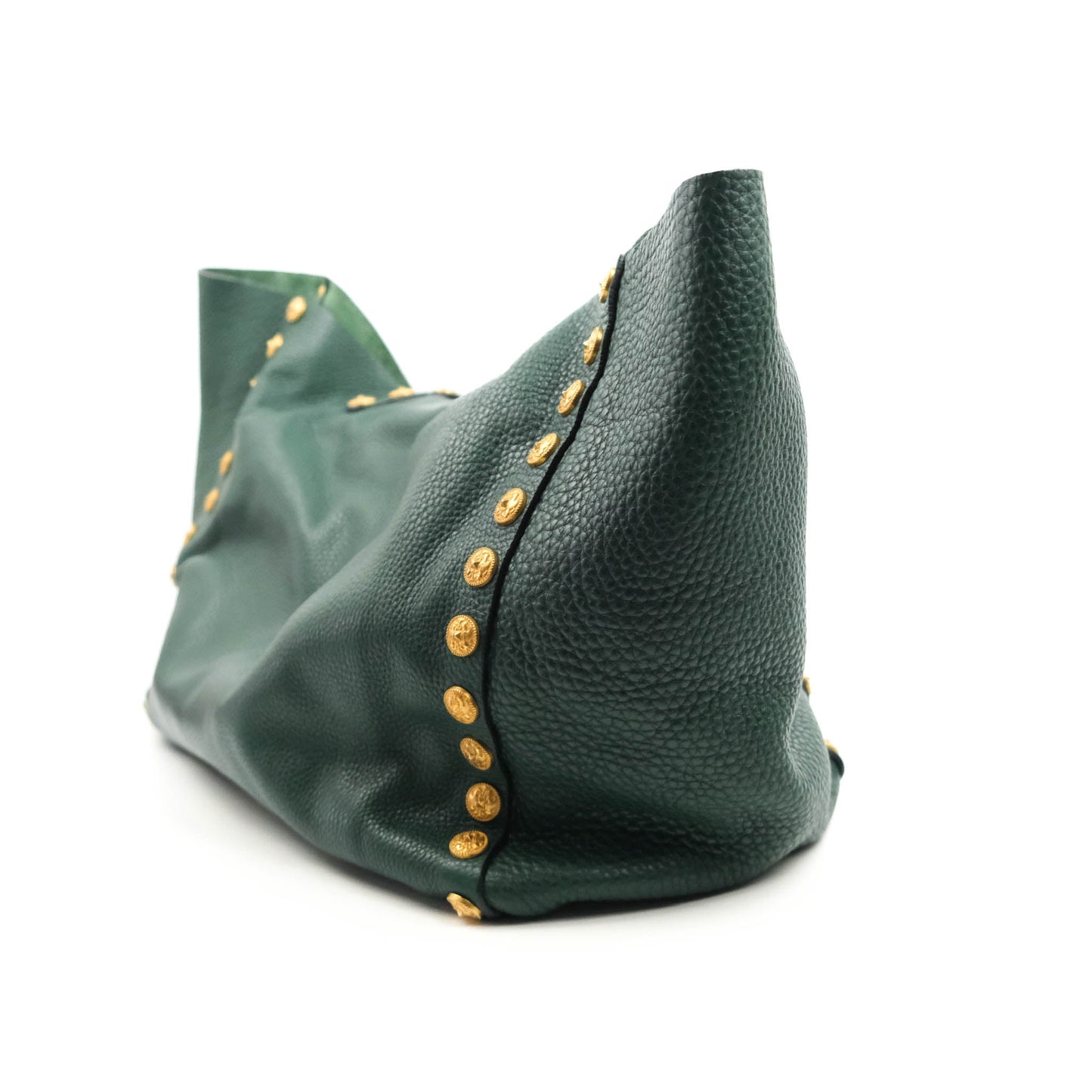 Valentino Large Gryphon Stud Tote Green Grained leather